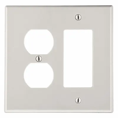 HUBBELL Wall Plate: Combo, 2 Gang, Almond - Combination Wall Plates